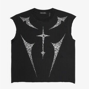 Reiglers Black Tribal Sleeveless Reflective Tee - Size Medium